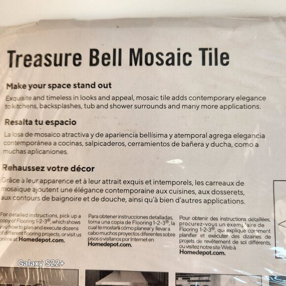 Treasure Bell Mosaic Tile Sheet 11.75" X 11.75" Metallic Silver Indoor Use Only - Picture 4 of 9